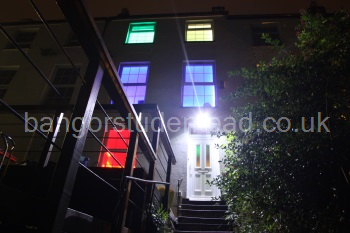 Entrance to the property at night